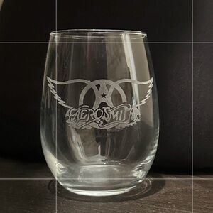 Y2K 2022 Aerosmith Branded Stemless Wine Glass or Clear Glass Tumbler 4.5” Tall